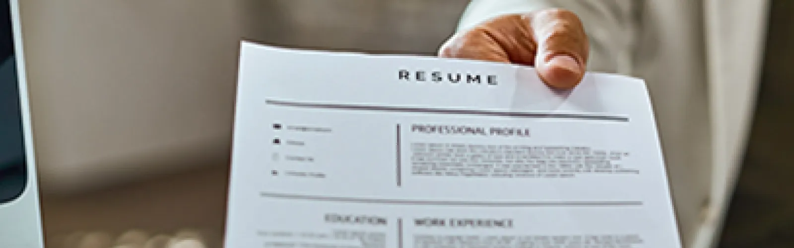 Close up of a generic resume